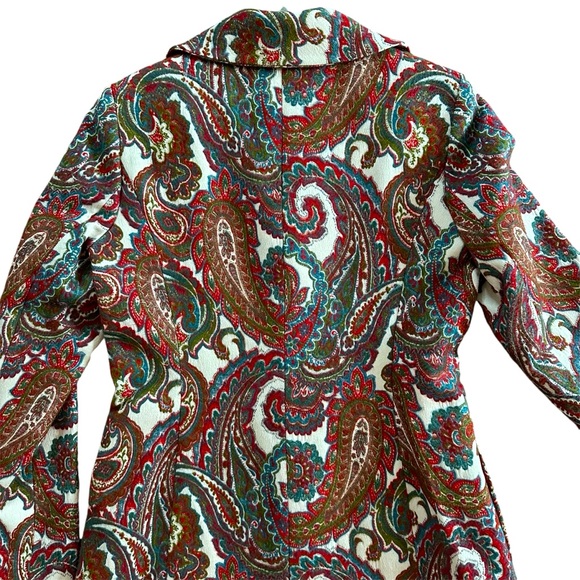 NWT Bigio Collection Paisley and Metallic Lined Long Blazer Neiman Marcus Sz 6 - Picture 6 of 11